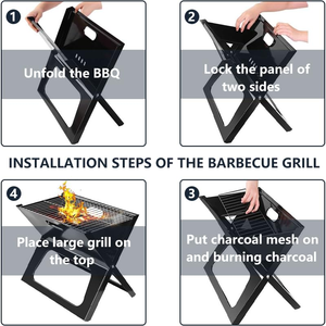 <span class=keywords><strong>Barbecue</strong></span> Elettrico Portatile Pieghevole in Acciaio Inox Fire Sense per Campeggio, Viaggi, Picnic, Giardino e Spiaggia - Product Image 5