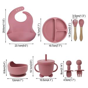 Juego completo de vajilla de silicona ODM OEM para bebés y niños pequeños, suministros infantiles transfronterizos, plato suave para la cena, cuchara suplementaria y mordedor molar. - Product Image 1