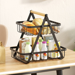Corbeille à fruits rectangulaire en métal, support de rangement pour fruits de bureau, pour organisateur de cuisine - Product Image 6