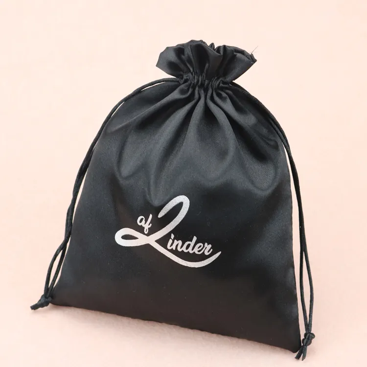 Satijn Haarverlenging Zak Haar Zakken Voor Bundels Met Aangepaste Logo Top Selling Verpakking Satijnen Stofzak Voor Pruiken