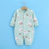 Barboteuse Bébé Imprimée Adorable à Manches Bouffantes, à Pois, en Coton Doux, Fermeture à Boutons Pression, Vêtement de Nuit Unisexe pour Nourrisson, Idéal Printemps