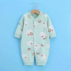 Barboteuse Bébé Imprimée Adorable à Manches Bouffantes, à Pois, en Coton Doux, Fermeture à Boutons Pression, Vêtement de Nuit Unisexe pour Nourrisson, Idéal Printemps - Product Image 2