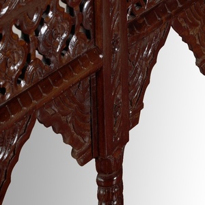 Panel de Espejo de Pared de Madera Tallada a Mano - Marco de Espejo Decorativo Blanco Vintage, Espejo de Pared Arqueado para Sala de Estar y Decoración de Hotel - Product Image 3