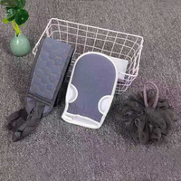 Set handuk mandi kulit bersih, 3 buah Set alat mandi Scrub sabuk punggung mandi dan sarung tangan penggosok bola mandi lembut
