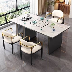 Juego de Mesa de Té de Piedra Integrada, Diseño Moderno y Minimalista, para Sala de Estar u Oficina - Product Image 2