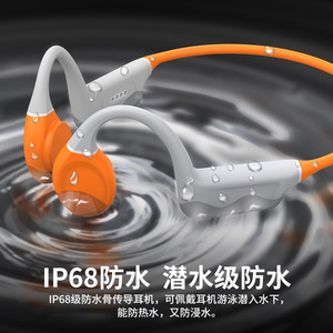 ES-910 Bone Conduction Headphones Bluetooth 5.0 IP68 Waterproof 32G Sports Headphones Sunshine Orange Dark Gray - Product Image 2