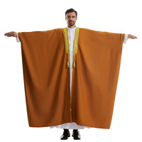 Nouvelle Robe Islamique pour Hommes Musulmans, Abaya Ouverte, Cardigan, Djellaba, Jubba, Thobe, Dishdasha, Caftan, Style Saoudien Arabe, pour l'Aïd et le Ramadan, Dubaï