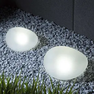 Solar Brick Light Glass Egg Shape Ground Garden Deck Table Lamp