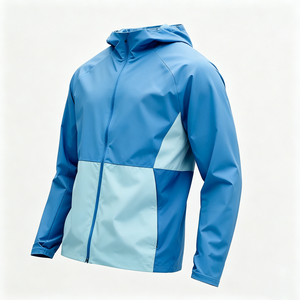 <strong>Men</strong> Colorblock Hooded Sun Skin Jacket Sports <strong>Short</strong> Two Piece Set Lightweight Quick Dry Windbreaker Tracksuit Custom Logo Running - Product Image 2