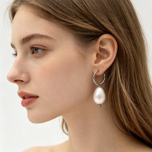Pendientes de Aro con Perlas para Mujer, Chapados en Oro de 18K, Acero de Titanio, Pendientes Huggie con Perlas Facetadas - Product Image 6