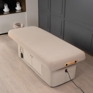 Moderne elektrisch höhenverstellbare Massageliege mit Holzgestell, Spa- und Kosmetikliege mit Schublade für Salon, Wohnzimmer, Schlafzimmer - Product Image 3