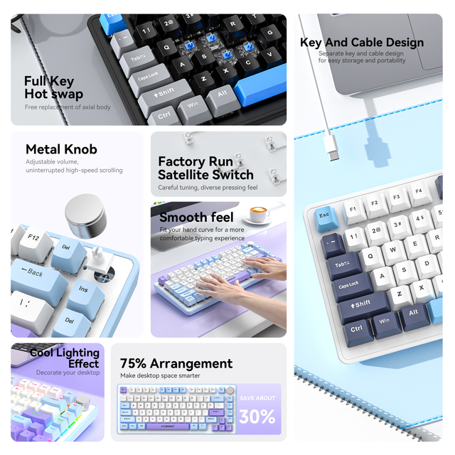 K82 Wired E-sports Co-branded Gasket Mechanical Keyboard, High Appearance Level RGB Gaming Keyboard With Adjustment Knob