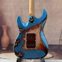Gitar Elektrik Biru Vintage S-s-s Pickup Finishing Matte Headstock Baja Tahan Karat Senar Silk-wound ST-55