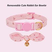 Collier pour chat rose cerise avec nœud et clochette dorée, boucle de sécurité détachable, pour chaton et petit chiot, usage quotidien
