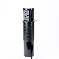 Enchufe Eléctrico Emergente con Cargador Inalámbrico de 15W, Enchufe Hidráulico para Encimeras de Cocina, Enchufe Empotrado para Orificios de 60mm