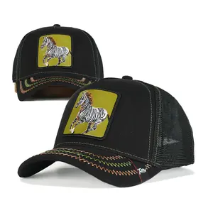 Berretto all'ingrosso con ricamo a 5 pannelli cappellino per camionista in Mesh cappellino sportivo personalizzato Gorras de Animales di alta qualità