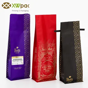 Bolsa de café suave fundo plano, alta qualidade, 450g, gusset, com gravata de lata