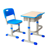 Bureau d'ordinateur moderne en bois à hauteur réglable pour l'école avec support pour écran et plateau pour clavier pour les cours d'informatique