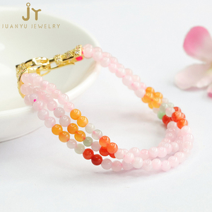 Bracciali con perline di giada rosa Myanmar con apertura regolabile Multi strati bracciali in pietra naturale gioielli Burma giadeite con perline braccialetti - Product Image 5