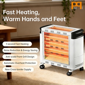 Calentador <span class=keywords><strong>de</strong></span> Cuarzo Metálico Portátil <span class=keywords><strong>de</strong></span> Calentamiento Rápido, con Termostato Ajustable, 6 Luces, Diseño Antivuelco y Protección contra Sobrecalentamiento, para Baño - Product Image 1