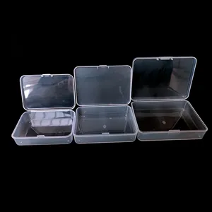 透明塑料储物盒和收集整理容器，带铰链盖，用于整理小零件办公用品夹子