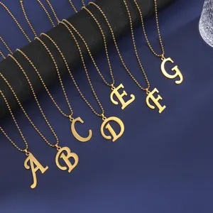 Fashion Stainless Steel Letter A/B/C/D/E/F/G/I/J/N/O Initial Pendant Jewelry Necklace