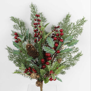 دمية عيد الميلاد, عالية الجودة تصميم أعلى اليدوية 22 بوصة الاصطناعي عيد الميلاد زهرة الأرز هولي مع التوت عيد الميلاد بوش - Product Image 1
