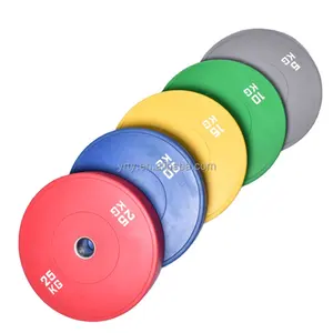 制造定制彩色举重橡胶杠铃重量板，用于比赛力量训练健身器材