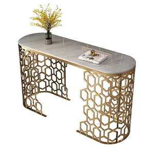 Mesa de <span class=keywords><strong>Consola</strong></span> Rectangular Moderna y Sencilla de Lujo <span class=keywords><strong>Dorada</strong></span> para Pasillo, en Oferta - Product Image 2