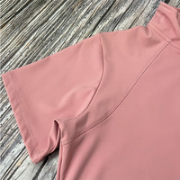 Hauts de sport équestres roses à manches courtes pour femmes, style échantillon, avec fermeture éclair, sous-vêtements de base pour l'équitation en extérieur