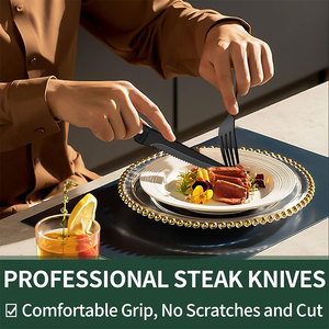 Juego de Cubiertos de Acero Inoxidable Negro de 24 Piezas, Cuchillo para Carne, Utensilios Pulidos de Grado Alimenticio, Vajilla de Cocina, Juego de Comedor para el Hogar - Product Image 2