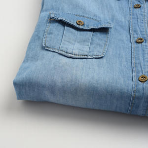 Camisas de Manga Larga para Niños, Marca Privada, Color Azul Claro, con Botones, hasta la Rodilla, Envío Exprés - Product Image 5