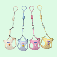 Harnais pour chien Wanjia en maille unie à double couche rembourré, clochette non toxique, réglable, anti-évasion pour chiens de petite et moyenne taille