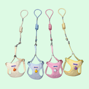 वैंजिया पालतू जोड़ी डबल-लेयर सादे जाल कुत्ते का दोहन, गैर विषैले घंटी, समायोज्य, छोटे और मध्यम कुत्तों के लिए एंटी-एस्केप - Product Image 1