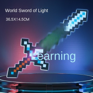 My MC World <span class=keywords><strong>Mini</strong></span> World Mosaic Glow Crystal Sword Arma de juguete Diamond Sword Pick Hecho de plástico Inspirado MC Game Fantasy Sci-Fi - Product Image 6
