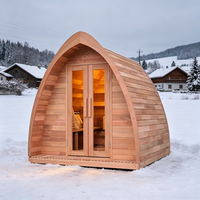 Sauna extérieur en bois en forme de triangle pour 2 à 4 personnes, pour spa et bien-être à domicile