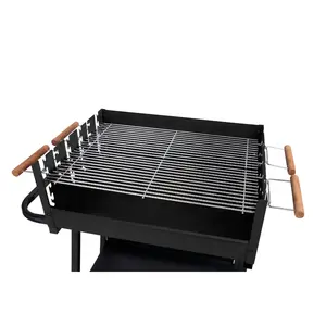 High Quality Grill Chef Charcoal Cart Kitchen with Barrel Smoke Barbecue Trolley Charcoal Grill BBQ Serving Outdoor Party