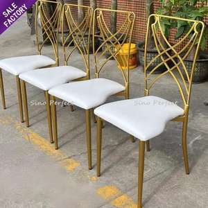 Wholesale Event Banquet Furniture Cross Back <b>Metal</b> Gold Stackable Chavari <b>Chairs</b> Wedding for Party - Product Image 1