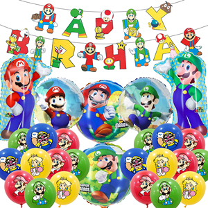 Nouvel arrivage de ballons en latex dessin animé Super <span class=keywords><strong>Mario</strong></span> <span class=keywords><strong>Brother</strong></span> personnage Bannière drapeau pour enfants Décoration de fête d'anniversaire - Product Image 2