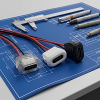 AOMEI Type-C2P 2P Prise femelle à coller, port de charge ovale pour lampe de bureau à pression directe, adaptateur USB pour véhicule électrique