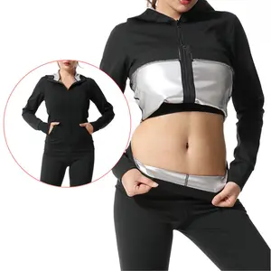 Women's Plus Size Sauna Suits Front Zipper Jackets Body Building Pants Sets Weight Loss Magic Slimming Suit Neoprene Shape wear