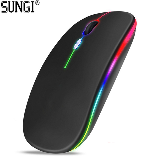 Free Sample Rechargeable 2.4Ghz Wireless Mouse Silent Computer Mouse With LED RGB Colorful Light Support Customize