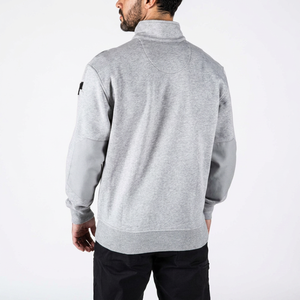 Sweat-shirt à capuche demi-zippé en polaire gris pour homme, en polyester, imprimé numérique, uni, décontracté, respirant, coupe classique, automne - Product Image 2