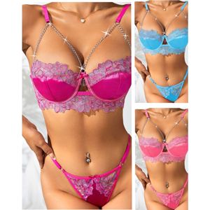 Set reggiseno e mutandine regolabili in maglia di pizzo da donna in 2 pezzi - Product Image 4