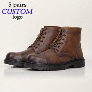 Bottes en cuir véritable pour hommes, à lacets, style football/soccer, chukka, moto, avec caractéristiques souples pour l'été - Product Image 1