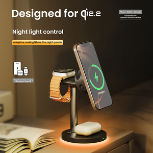 Đa Chức Năng 25W Dock Đứng RGB Ánh Sáng Nhanh Chóng Sạc Phổ 4-Trong-1 Sạc Không Dây Bt Loa Từ Có Thể Gập Lại - Product Image 2