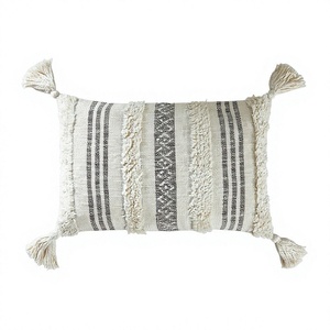 Bohemian Striped Woven Throw <b>Pillow</b> Cover with Tassels Rectangle Cotton Linen <b>Decorative</b> <b>Pillow</b> - Product Image 1