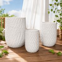 Set Pot Bunga Fiber Clay Grosir Ukuran Sesuai Pesanan, Dekoratif untuk Rumah, Taman, dan Meja