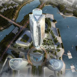 Vrijhandelscentrum Project In 3d Architectonische Weergave, Ook Architectonisch-Renderings-Commercieel, Architectonisch Model