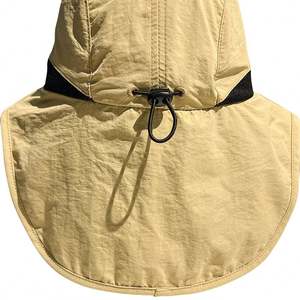 Wholesale Custom Logo Wide Brim <b>String</b> <b>Bucket</b> <b>Hat</b> Sun Protection Fisherman Style <b>With</b> Neck Flap - Product Image 3